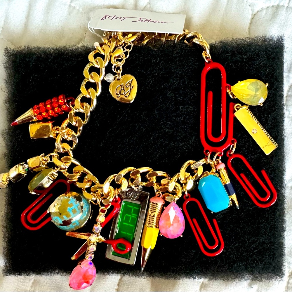 Betsey Johnson Back to School Supplies Teacher Charm Necklace Teacher Gift 2024